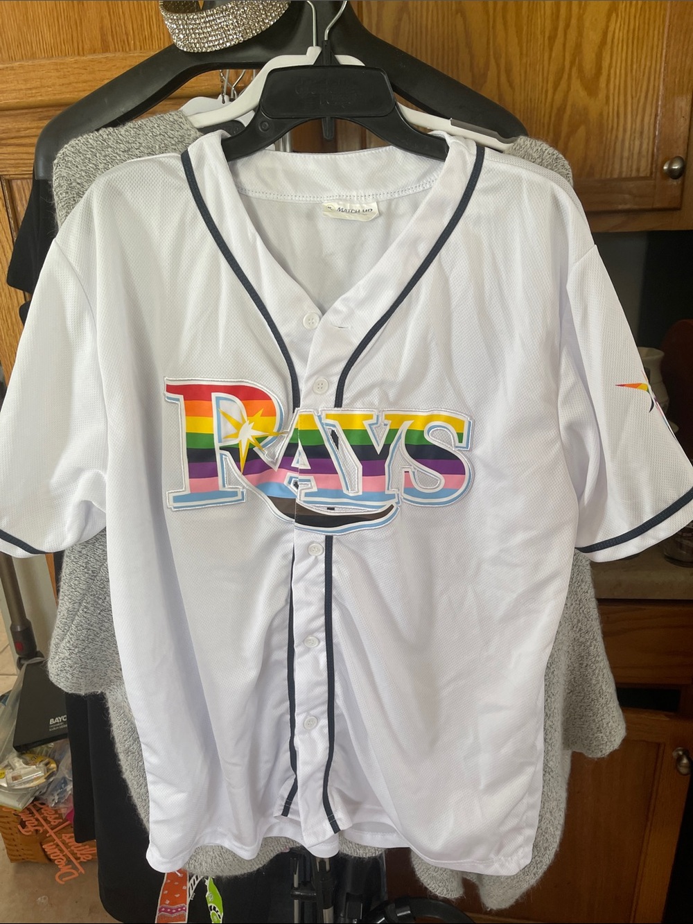 Tampa Bay Rays Jersey XL Baseball Promotion Match Up Pride Rainbow Logo